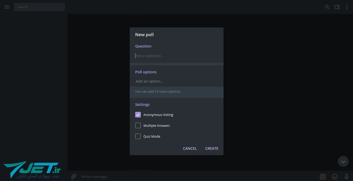 تنظیمات poll در تلگرام به طور مستقیم و بدون استفاده از روبات