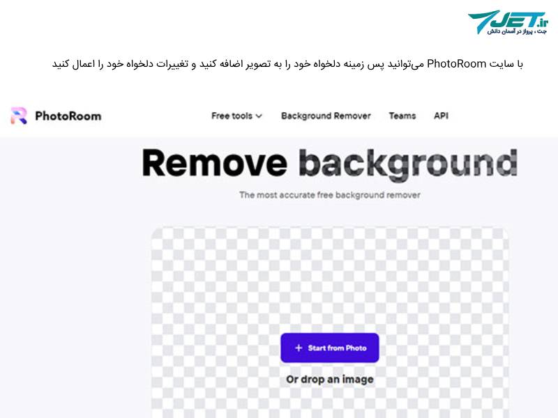 سایت photoroom برای حذف چس زمینه عکس به صورت انلاین