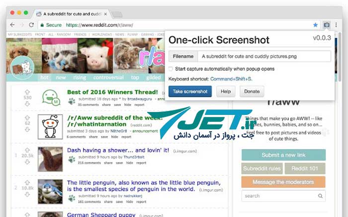 افزونه One-click Screenshot